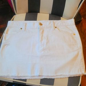 TORY BURCH White cut off Mini skirt
